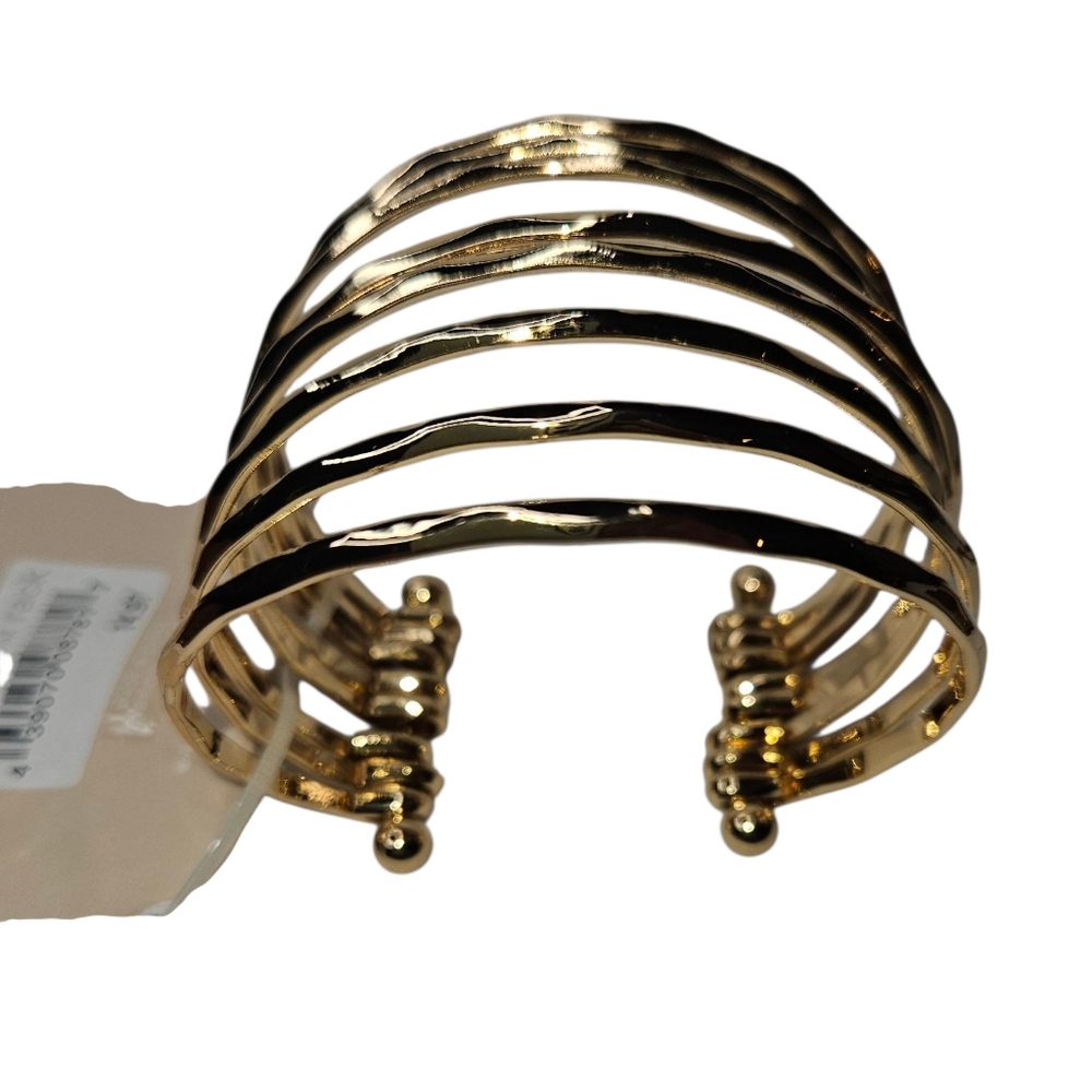 14th Union Gold-Tone Hammered Cuff Bracelet 25 Wide Nwt 9$